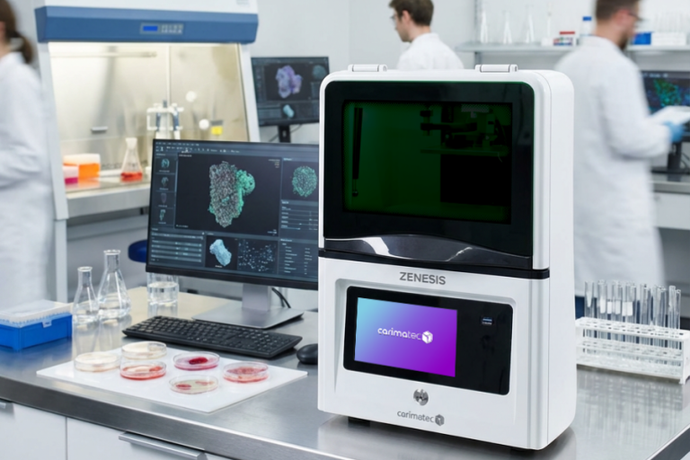 Bioimpresora 3D Carimatec Zenessis en un laboratorio